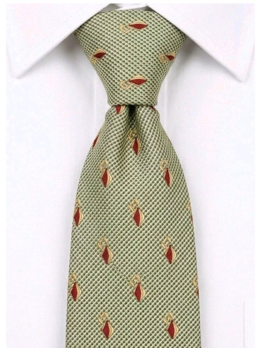 NWT/NOS! BILL BLASS BLACK LABEL Deadstock Vtg 1990s Silk Tie Olive Costa Rica